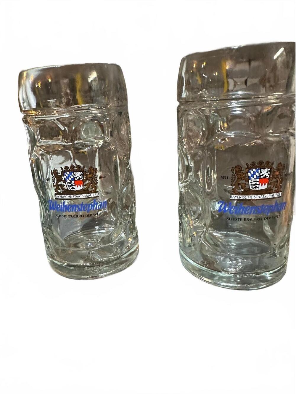 2 Weihenstephan 0.5L German Dimpled Beer Steins